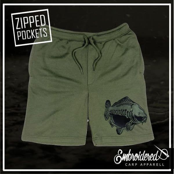 009 EMBROIDERED OLIVE SHORTS