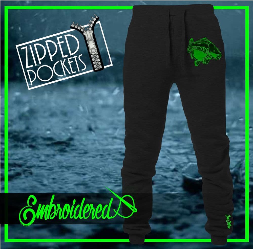 009 NEON EMBROIDERED JOGGERS BLACK