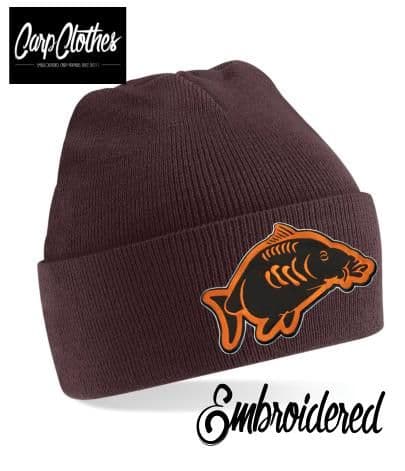 013 EMBROIDERED CARP CLOTHES BEANIE - BROWN