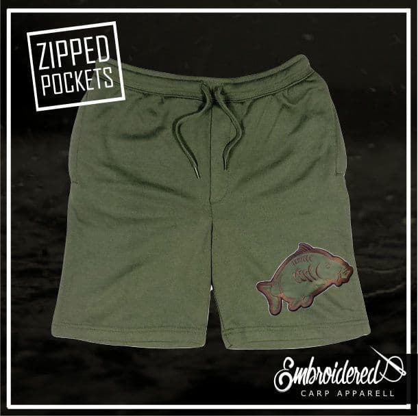 013 EMBROIDERED OLIVE SHORTS