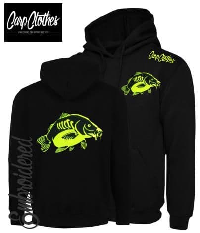023 EMBROIDERED CARP FISHING HOODIE BLACK