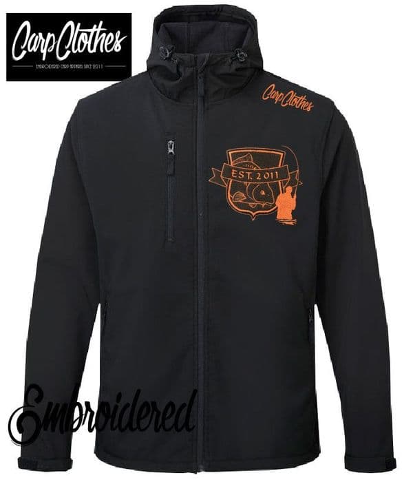 029 EMBROIDERED HOODED SOFTSHELL JACKET