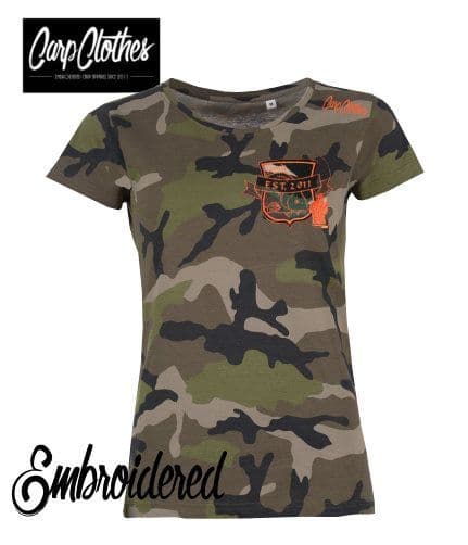 029 LADIES EMBROIDERED CAMO T-SHIRT