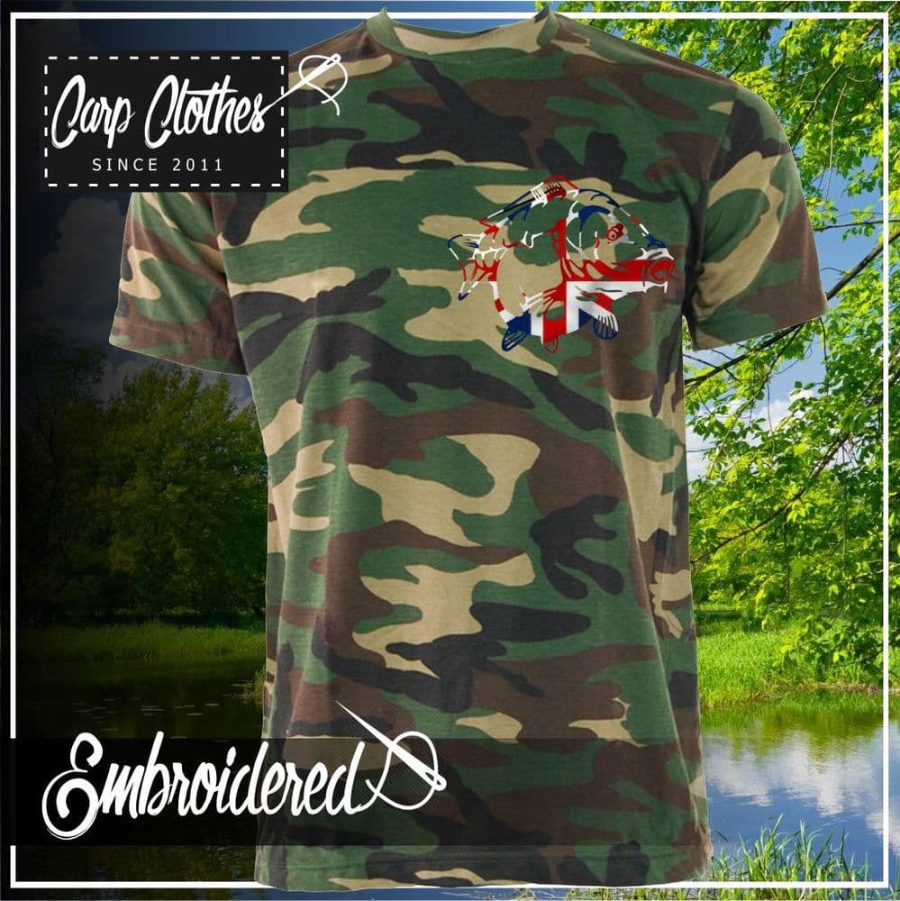 034 EMBROIDERED CAMO T SHIRT
