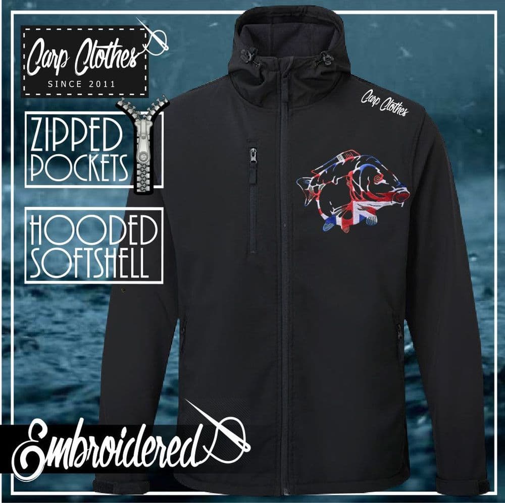 034 EMBROIDERED HOODED SOFTSHELL JACKET