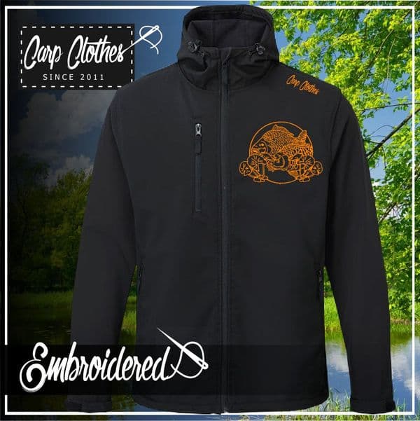 035 EMBROIDERED HOODED SOFTSHELL JACKET