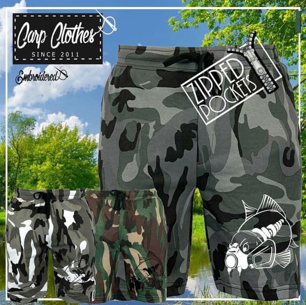 037 EMBROIDERED CAMO SHORTS