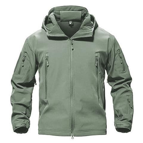 OLIVE TACTICAL HOODED SOFTSHELL JACKET
