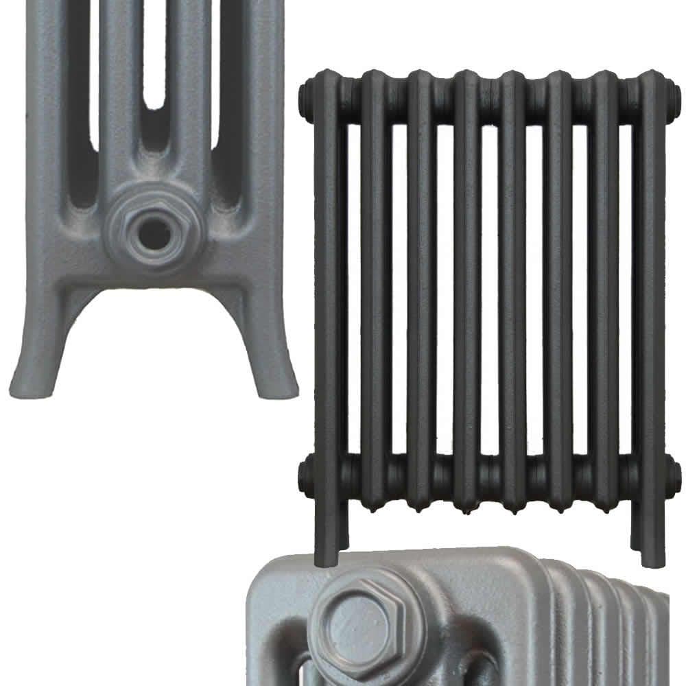 Classic 4 Column Cast Iron Radiators 650mm 8 Sections Metallic Pewter