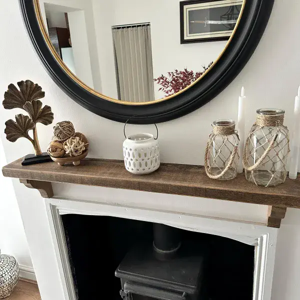 Rustic Mantel Shelf with Corbels - 15cm Deep x 4cm Thick