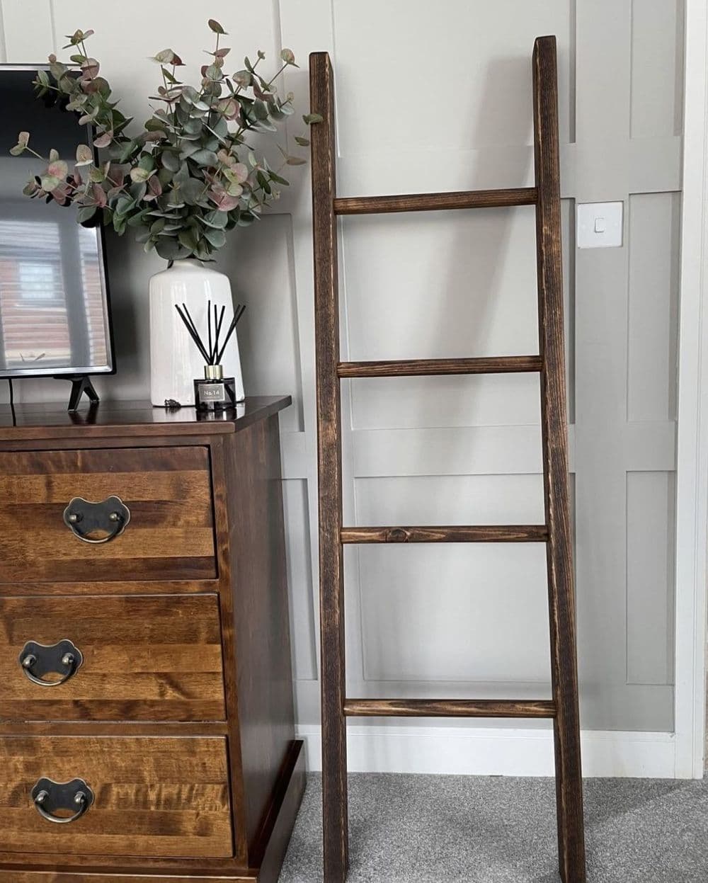 Rustic Wooden Blanket Ladder