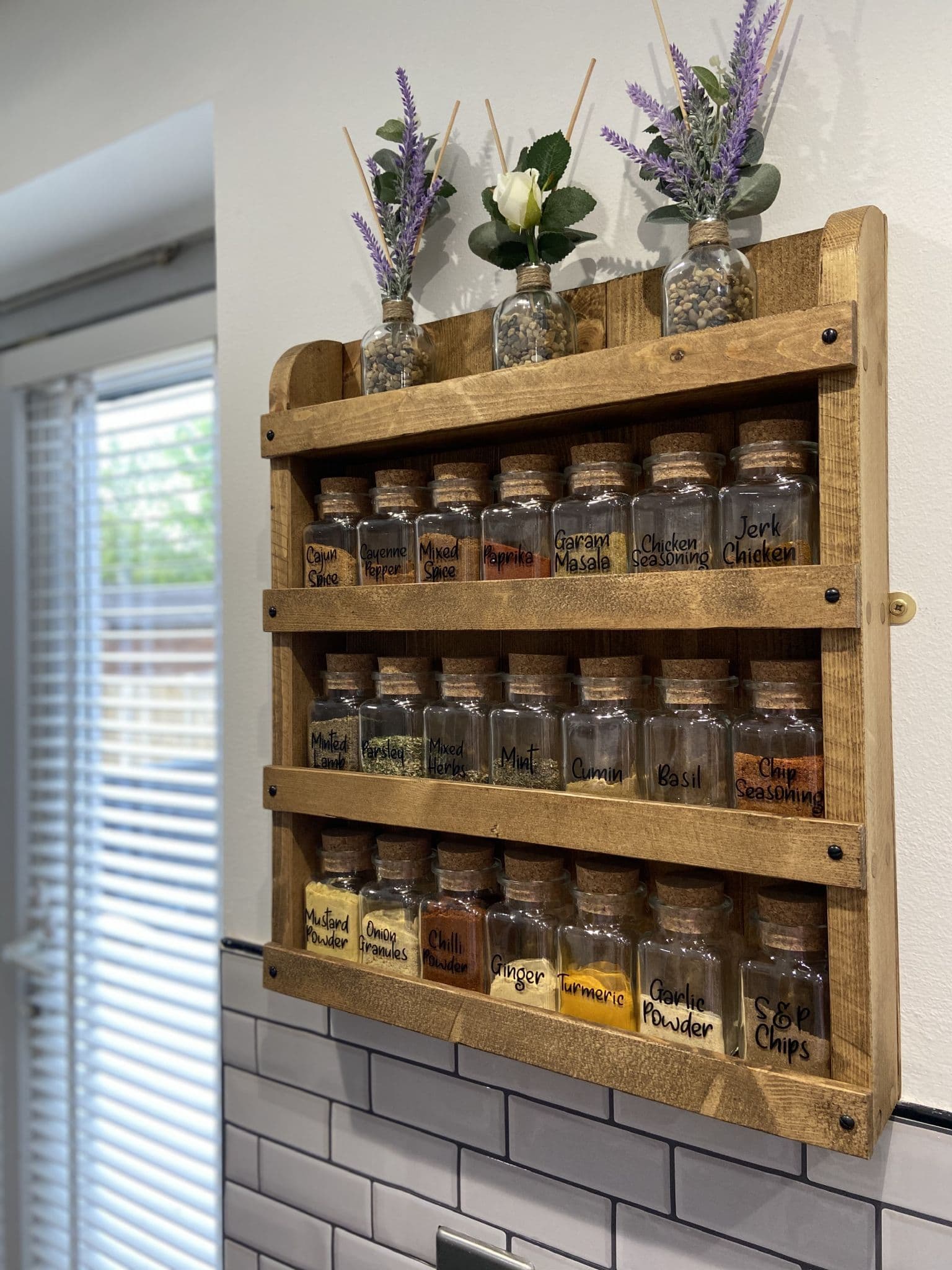 Spice Rack Frame Rustic Wooden Spice Rack