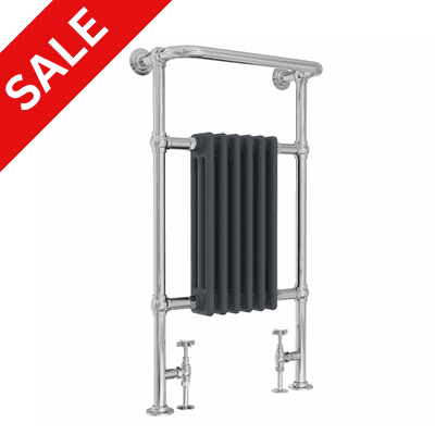 Anthracite Grey & Chrome Towel Rail Traditional Column Designer Radiator - Choice Of Size