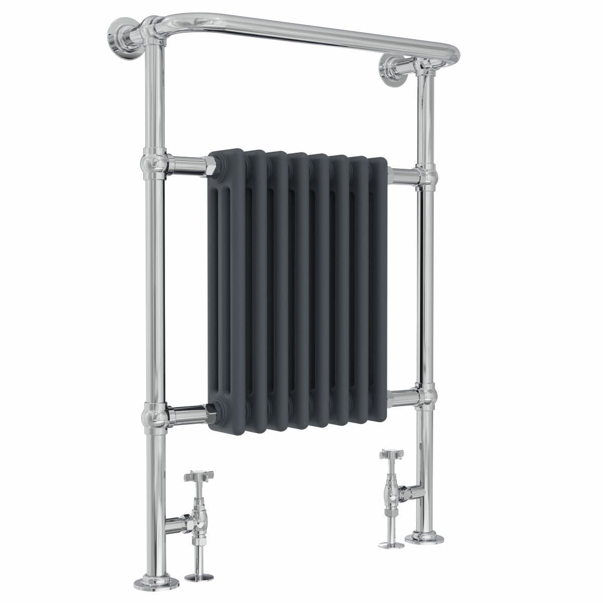 Anthracite Grey Chrome Towel Rail Traditional Column Designer