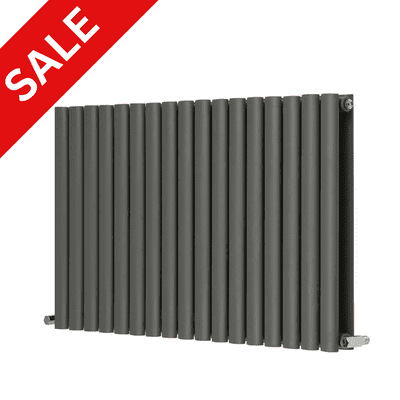 Anthracite Grey Oval Panel Horizontal Designer Radiator - Choice of Sizes