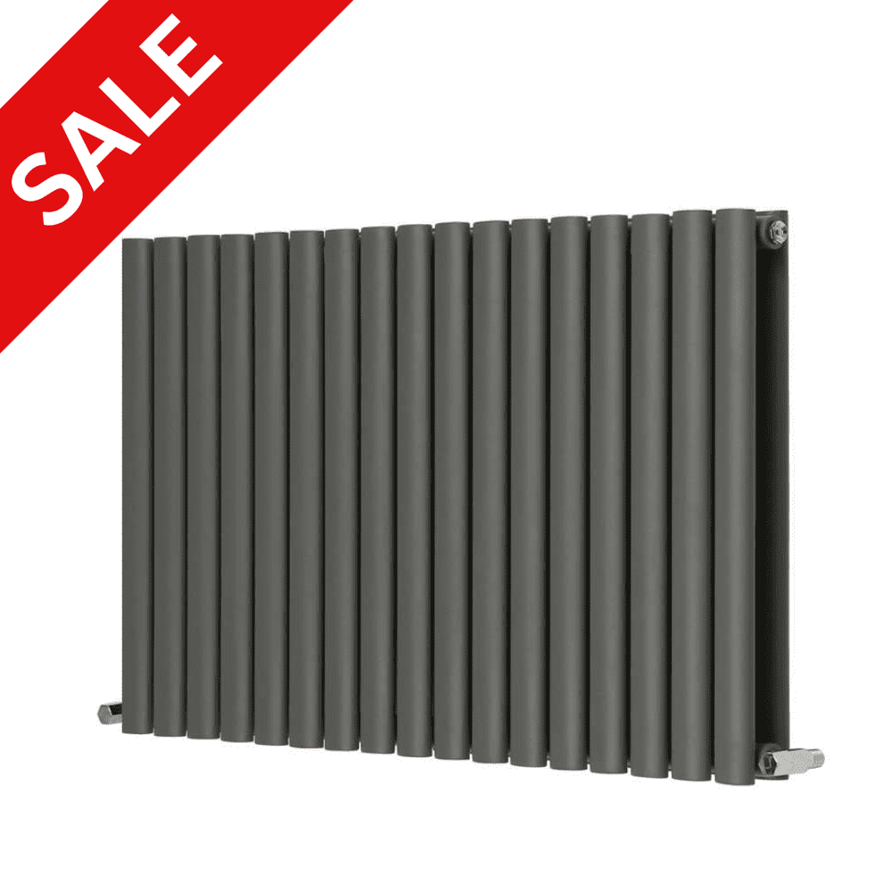 Anthracite Grey Oval Panel Horizontal Designer Radiator - Choice of Sizes
