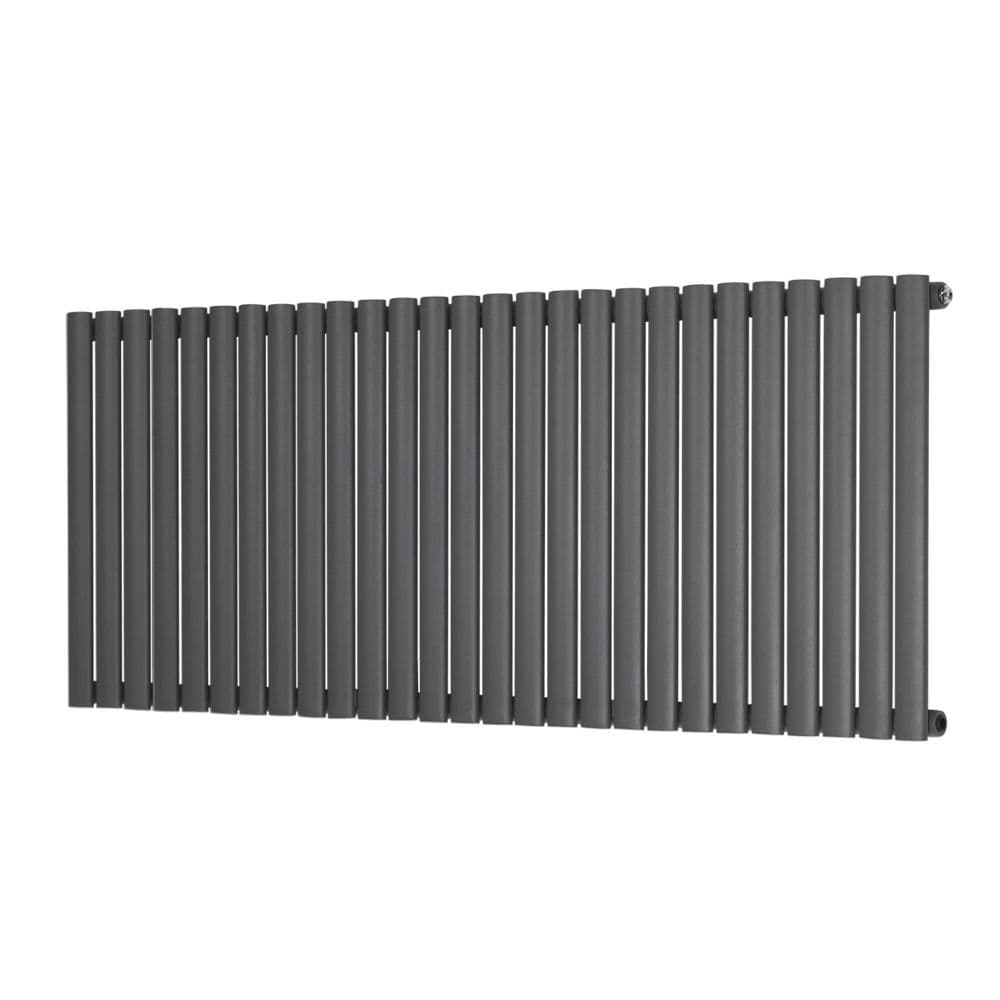Anthracite Grey Oval Panel Horizontal Designer Radiator - Choice of Sizes