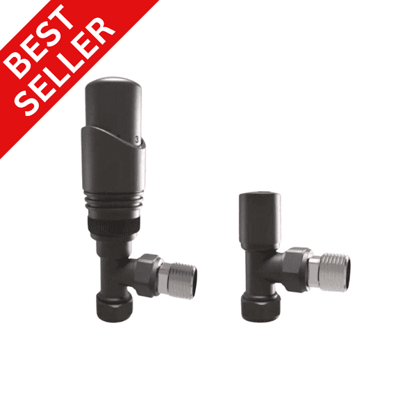BEST SELLING - Anthracite Grey Thermostatic Angled Radiator Valves