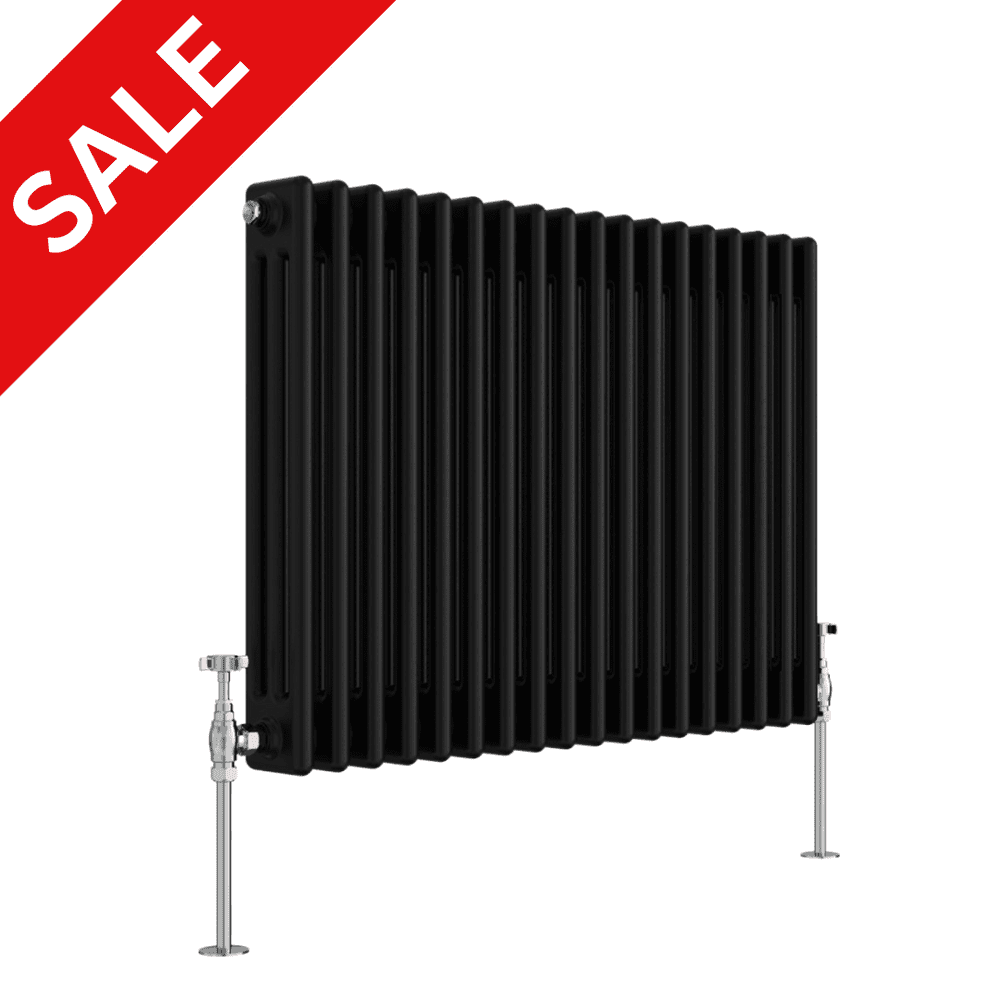 Black Column Horizontal Designer Radiator - Choice Of Size