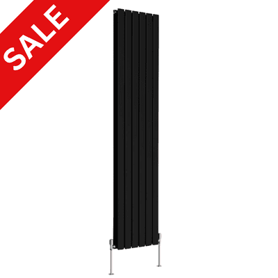 Black Flat Panel Vertical Designer Radiator -  Choice Of Size