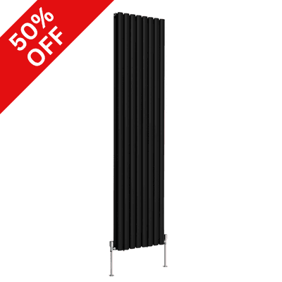 Black Oval Panel Vertical Designer Radiator - Choice of Size
