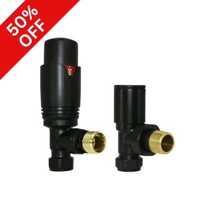 Black Thermostatic Angled Radiator Valves
