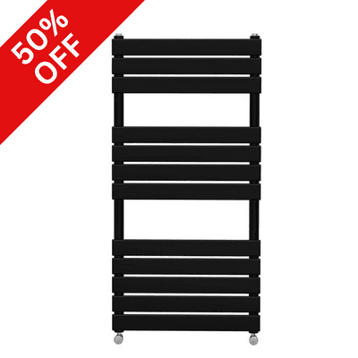 Black Towel Rail Flat Panel Designer Radiator -  Choice Of Size