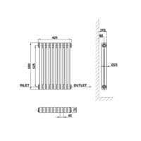 Designer Radiator - Column Horizontal Double - 600 x 425mm - Black
