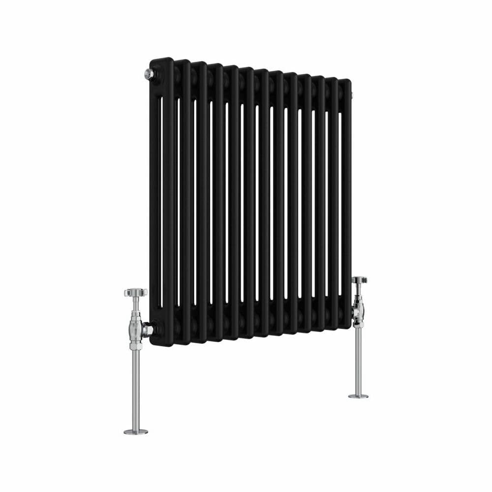 Column Radiator With Front Label Designer Radiator - Column Horizontal Double - 600 x 605mm - Black