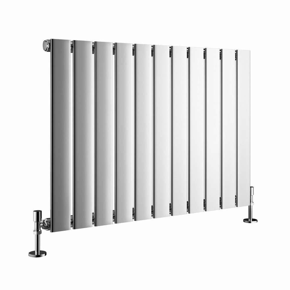 Box Radiator 10 Inch Single Designer Radiator - Flat Panel Horizontal Single - 600 x 748mm - Chrome