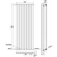 Designer Radiator - Flat Panel Vertical Single - 1800 x 680mm - White