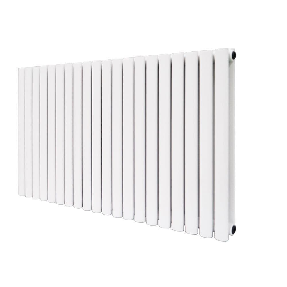 Designer Radiator - Oval Panel Horizontal Double - 600 x 1180mm - White