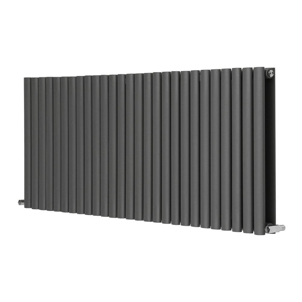 Grey Panel Radiators Designer Radiator - Oval Panel Horizontal Double - 600 x 1593mm ...