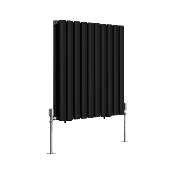 Designer Radiator - Oval Panel Horizontal Double - 600 x 590mm - Black