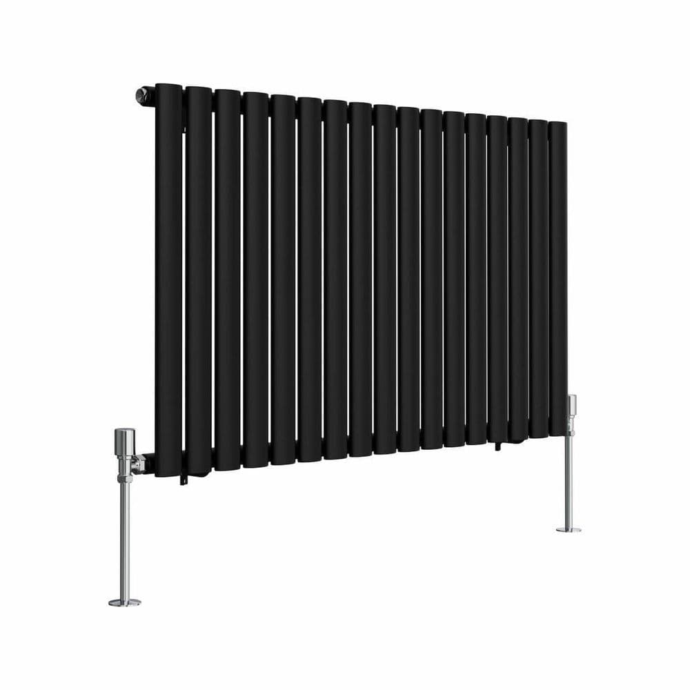Designer Radiator - Oval Panel Horizontal Single - 600 x 1003mm - Black
