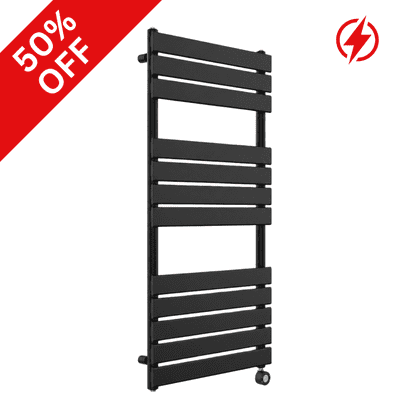 Electric ECO Smart WiFi Black Flat Panel Designer Towel Rail Radiator - Choice Of Size