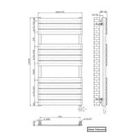 Electric ECO Smart WiFi Flat Panel Designer Heated Towel Rail Radiator - 1200 x 600mm - Chrome