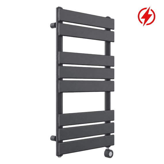 Electric ECO Smart WiFi Flat Panel Heated Towel Rail Radiator - 800 x 450mm - Anthracite Grey