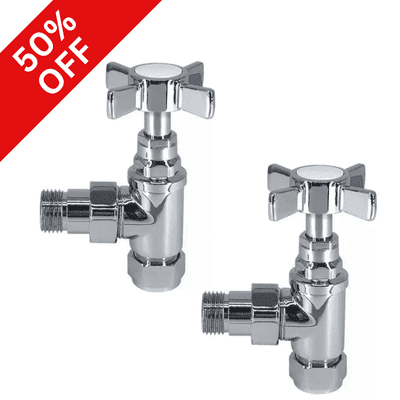 Traditional Chrome Cross Headed Manual Angled Radiator Valves