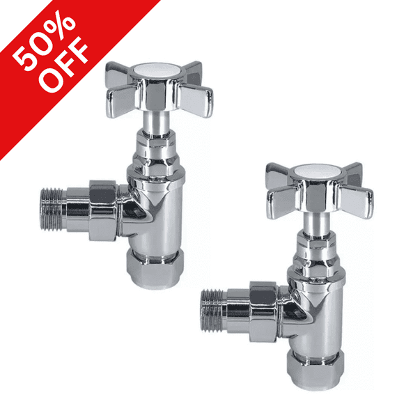 Traditional Chrome Cross Headed Manual Angled Radiator Valves
