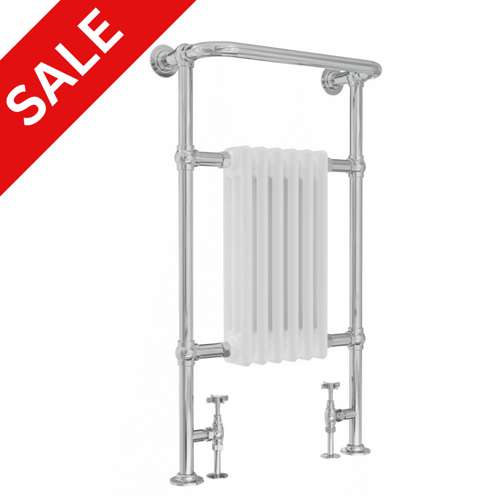 White & Chrome Towel Rail Traditional Column Designer Radiator - Choice ...