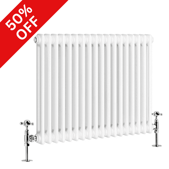 White Column Horizontal Designer Radiator -  Choice Of Size