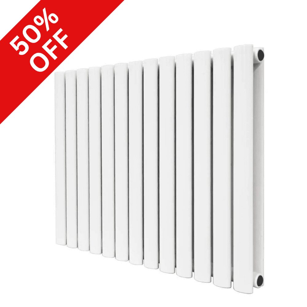 White Oval Panel Horizontal Designer Radiator - Choice of Sizes