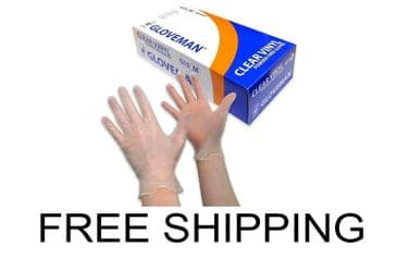 GLOVEMAN Disposable CLEAR VINYL POWDER & LATEX FREE Gloves Small-XL 100 200 1000