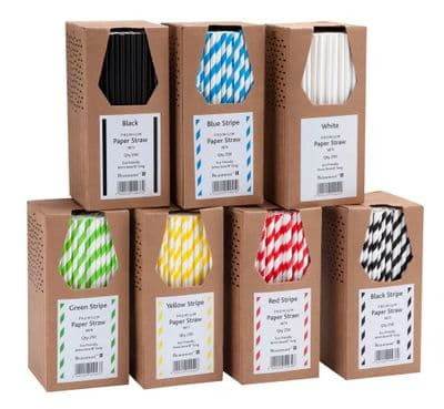 8'' Paper Straw Black