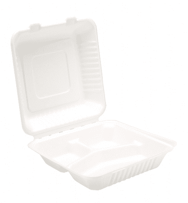 9'' Bagasse 3 compartment Meal Box