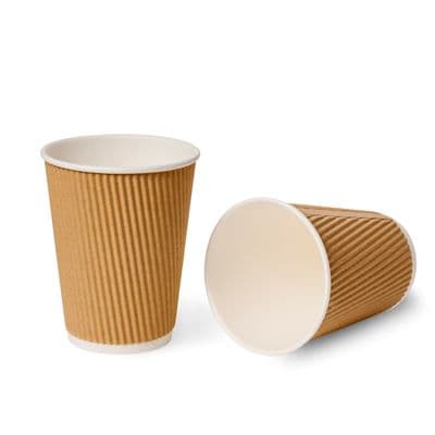 Kraft Ripple Wall Cups 8-12-16oz  1x500