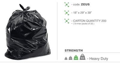 Zeus H/Duty Refuse Bags Qty 200