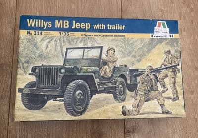 Italeri Model Kit 314 - Willys MB Jeep With Trailer - 1/35 - Sealed