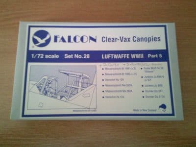 Pre-Owned FALCON 1/72 Clear-Vax Canopies Set No. 28 Luftwaffe WWII Part 5